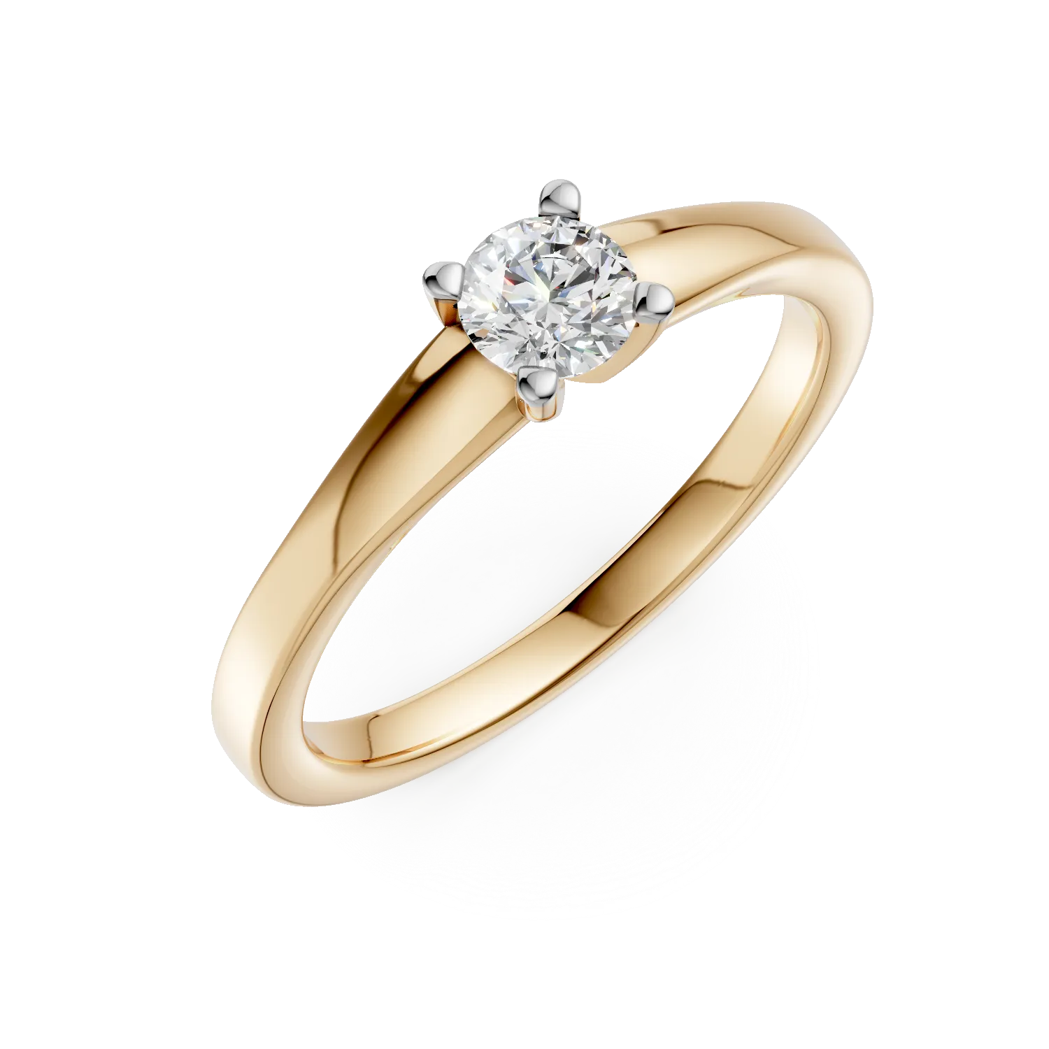 18K yellow gold engagement ring with a 0.3ct solitaire diamond