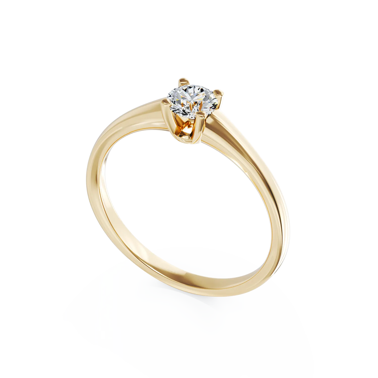 Eljegyzési gyűrű 18K-os sárga aranyból 0,3ct gyémánttal. Gramm: 2,93