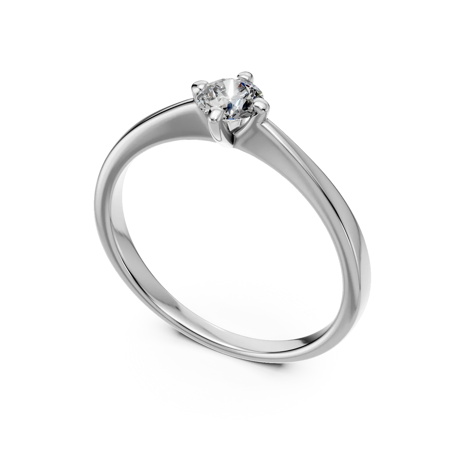 Inel de logodna din aur alb cu un diamant solitaire de 0.3ct