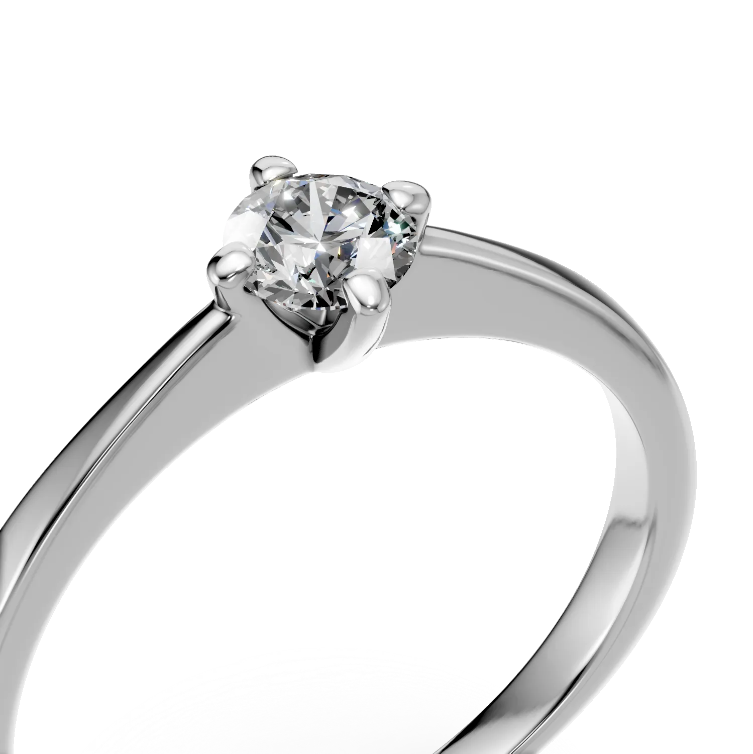 Inel de logodna din aur alb cu un diamant solitaire de 0.3ct