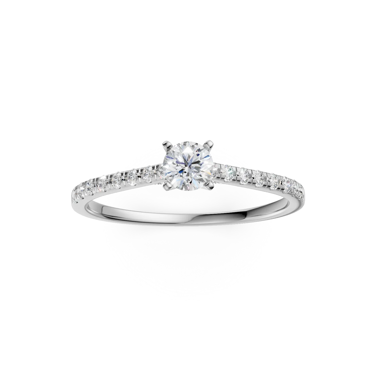 Годежен пръстен от 18K бяло злато с 0.25ct диамант и 0.18ct диаманти