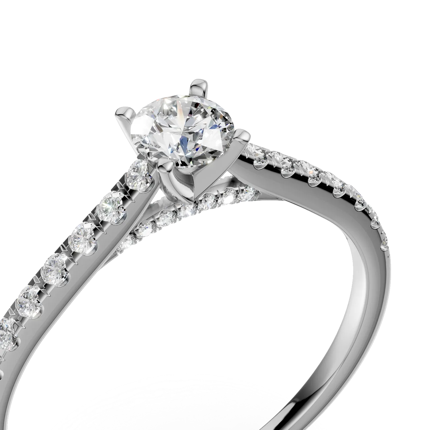 Годежен пръстен от 18K бяло злато с 0.25ct диамант и 0.18ct диаманти