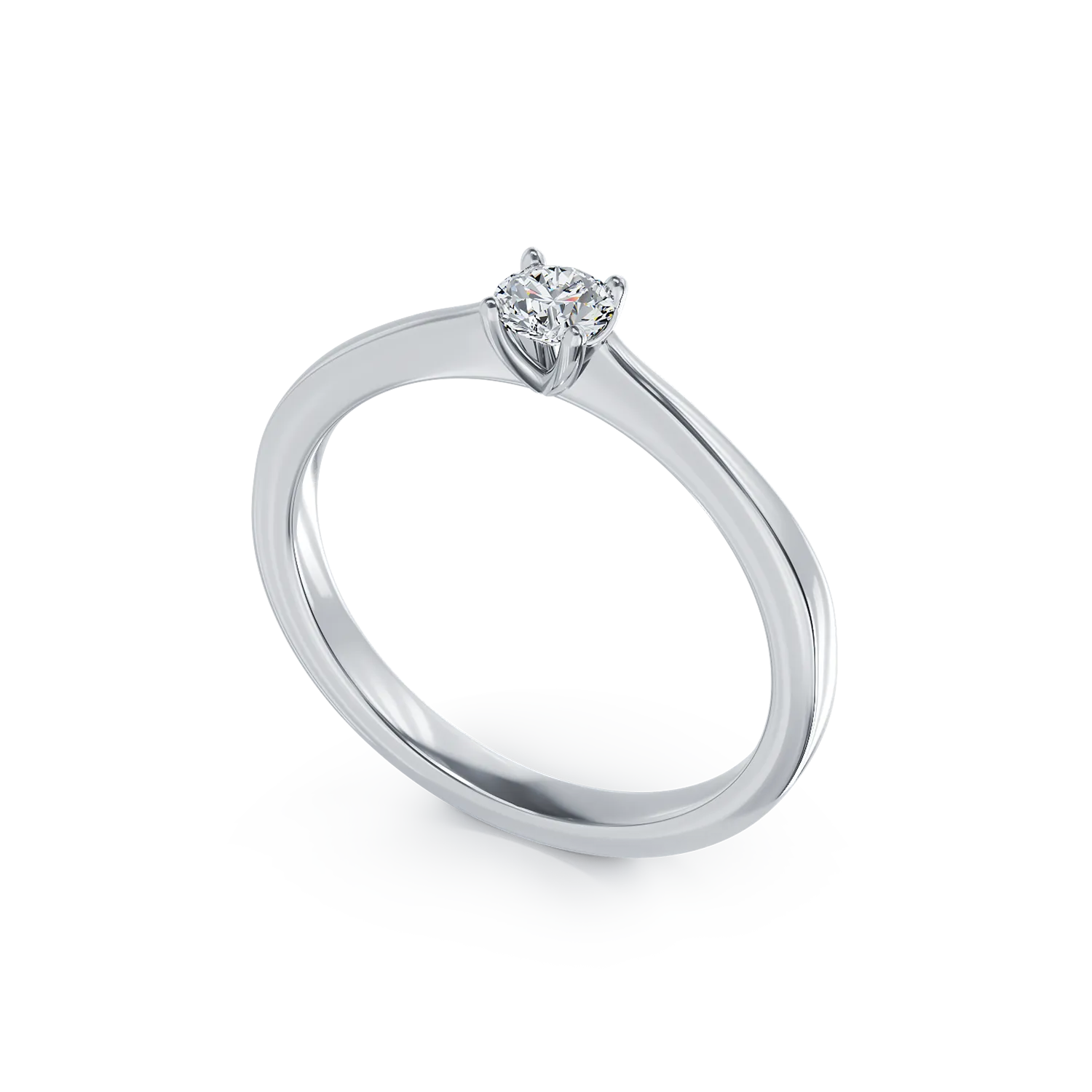 Inel de logodna din aur alb de 18K cu un diamant solitaire de 0.19ct