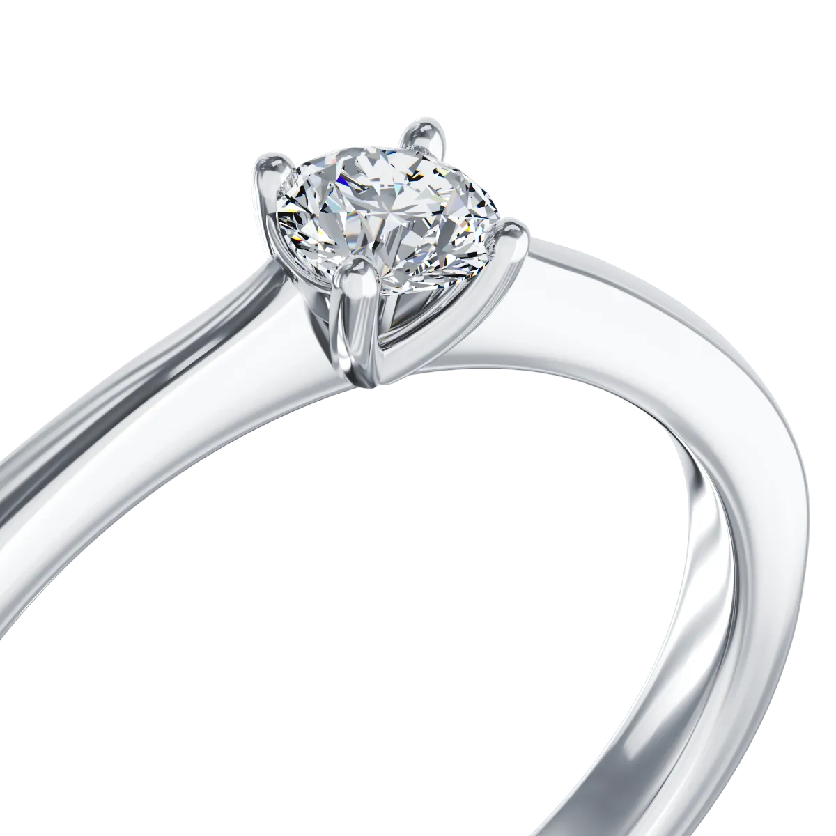 18K бял златен годежен пръстен с диамант пасианс от 0.19ct