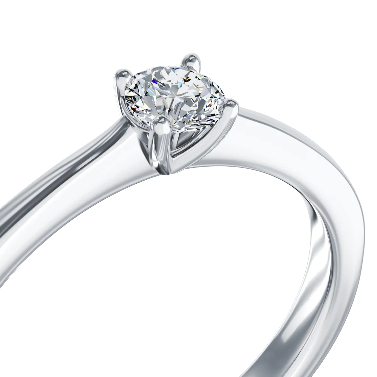 Inel de logodna din aur alb de 18K cu un diamant solitaire de 0.19ct