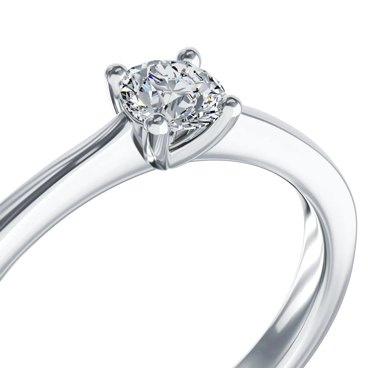 Inel de logodna din aur alb de 18K cu un diamant solitaire de 0.16ct