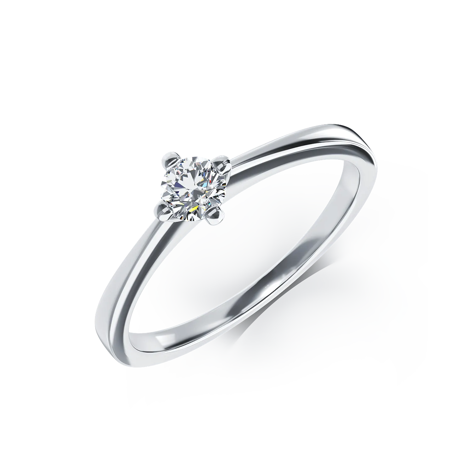 Inel de logodna din aur alb de 18K cu un diamant solitaire de 0.2ct