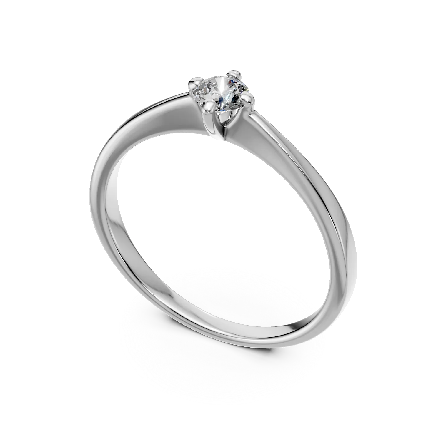 Inel de logodna din aur alb de 18K cu un diamant solitaire de 0.2ct