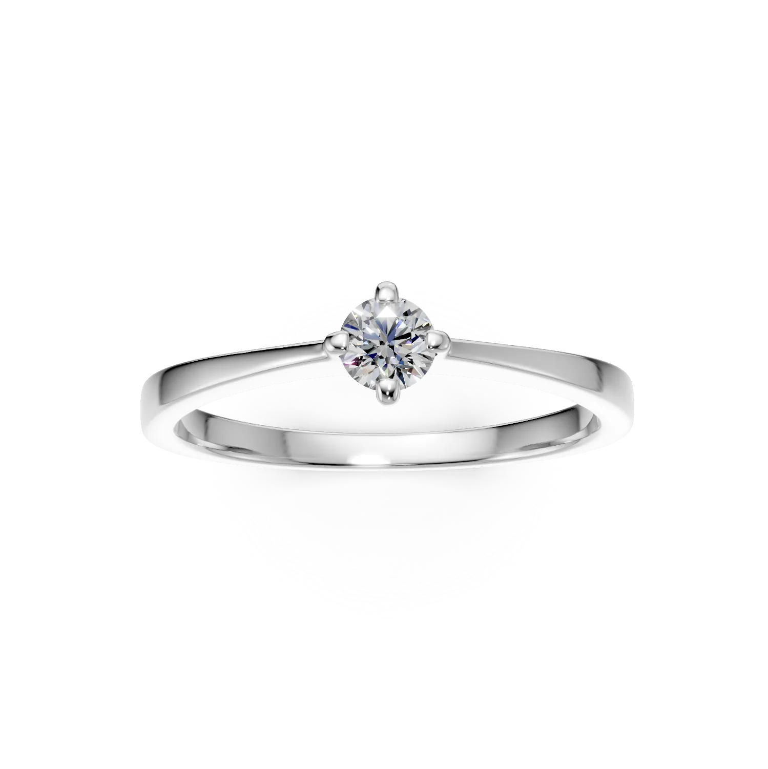 Inel de logodna din aur alb de 18K cu un diamant solitaire de 0.2ct