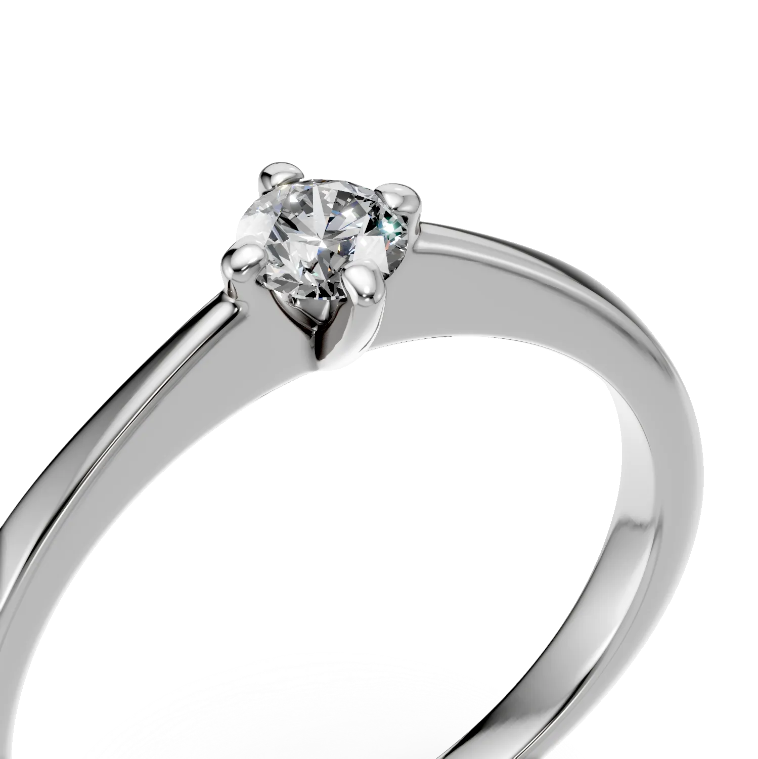 Inel de logodna din aur alb de 18K cu un diamant solitaire de 0.2ct