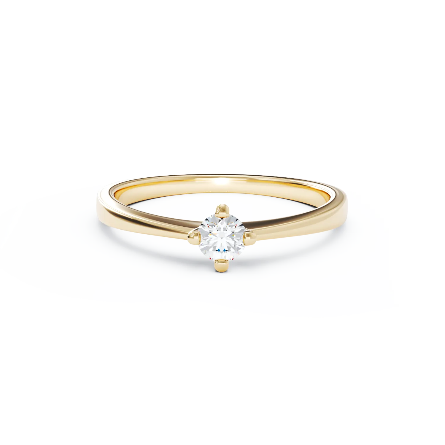 Годежен пръстен от жълто злато 18K с диамант 0.2ct