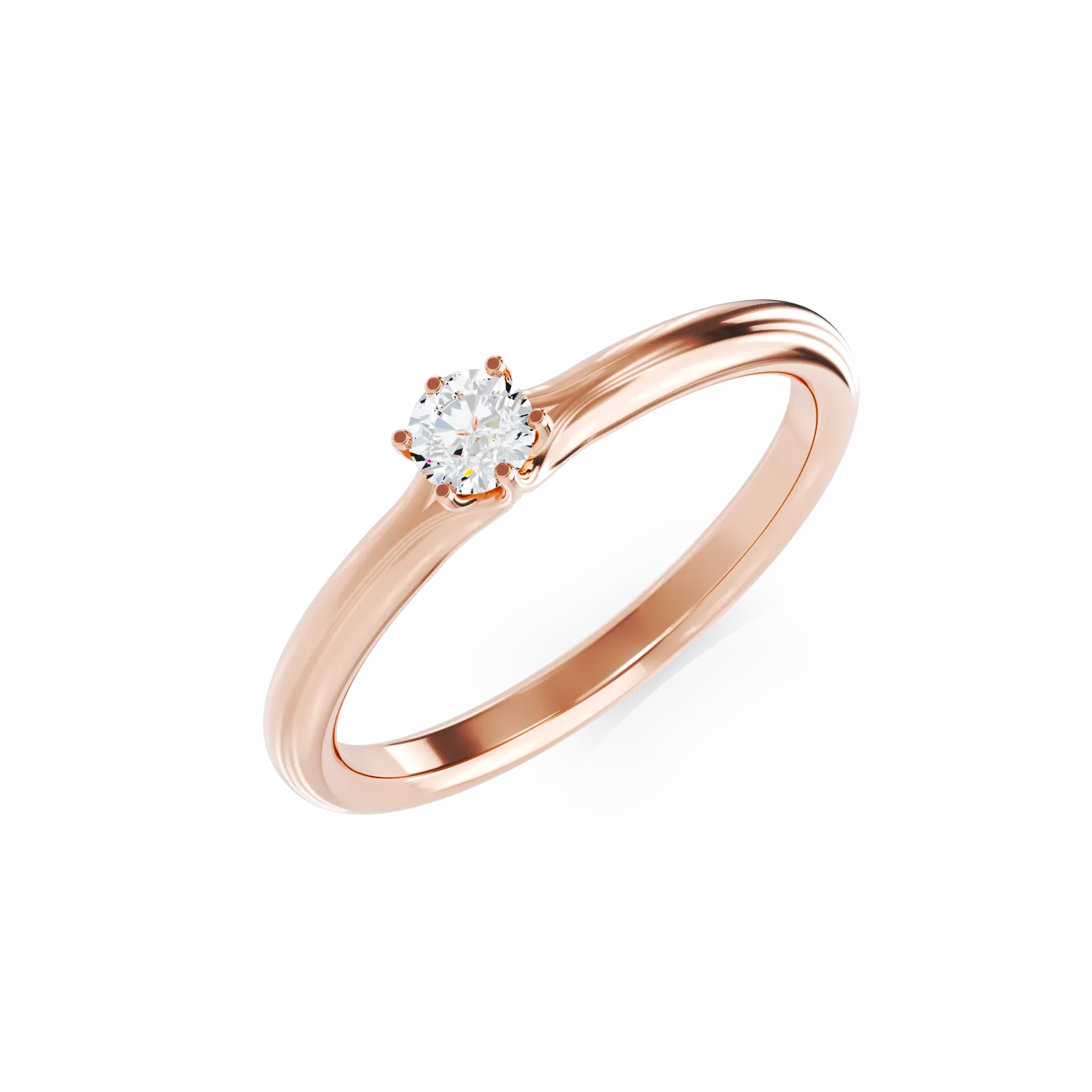 18K rose gold engagement ring with 0.145ct solitaire diamond