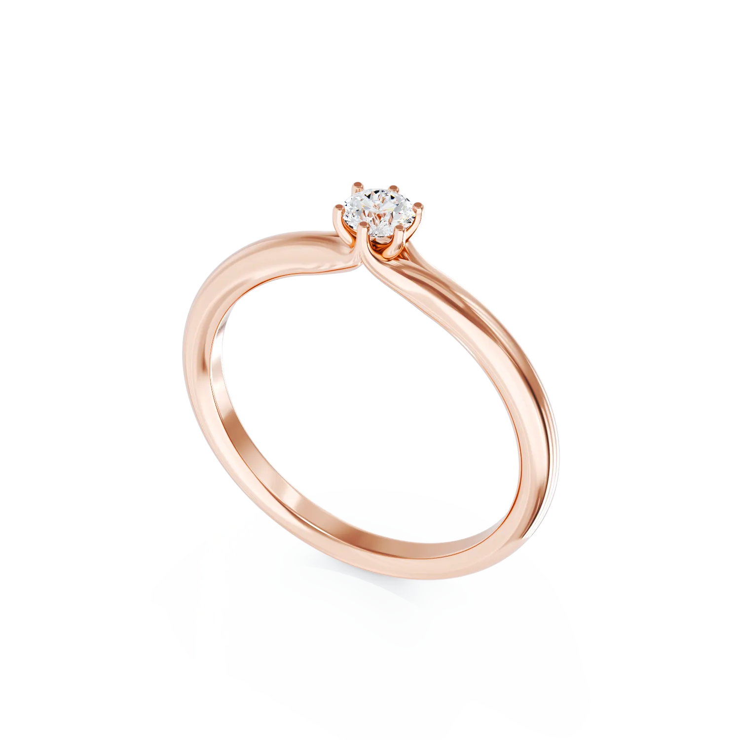 18K rose gold engagement ring with 0.145ct solitaire diamond