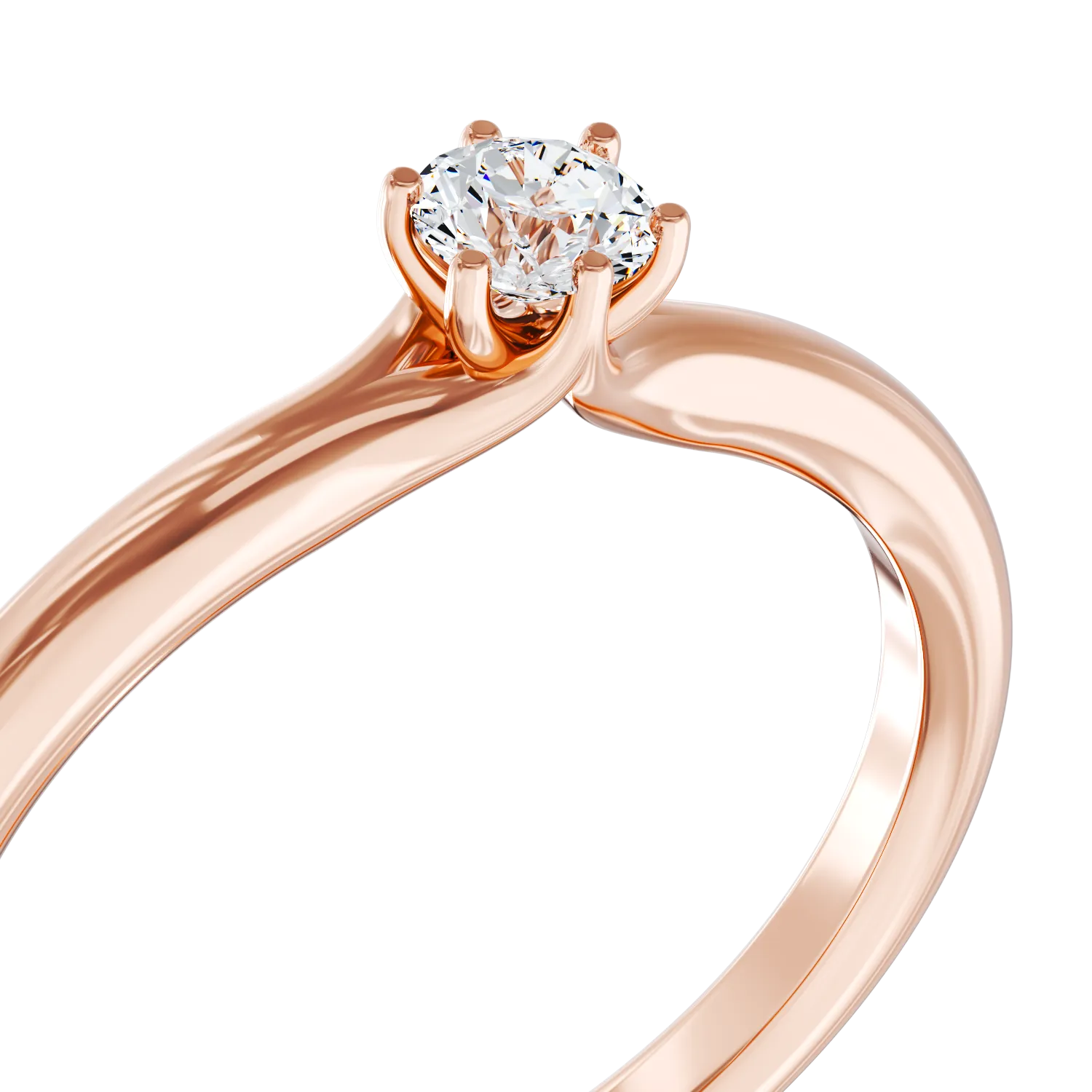 18K rose gold engagement ring with 0.145ct solitaire diamond