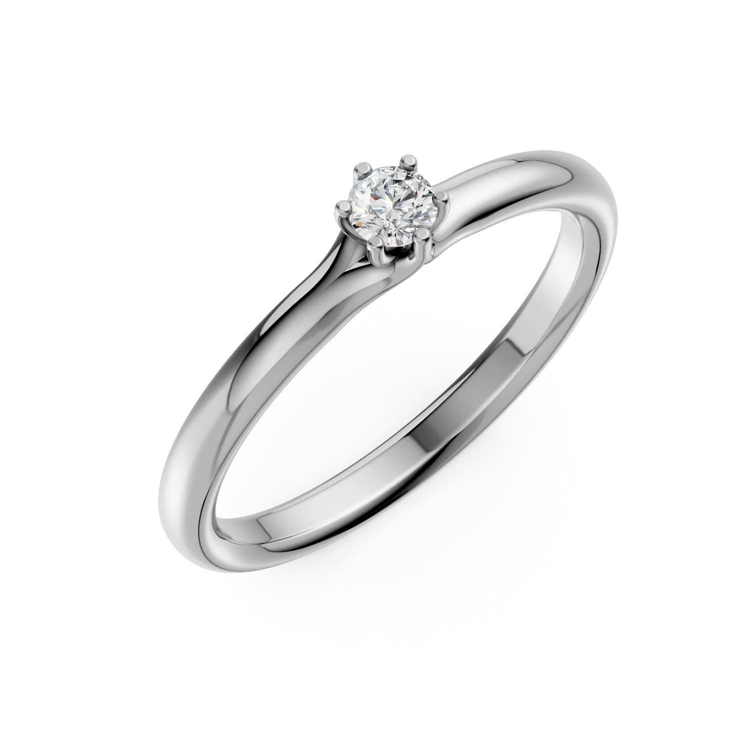 Inel de logodna din aur alb cu un diamant solitaire de 0.15ct