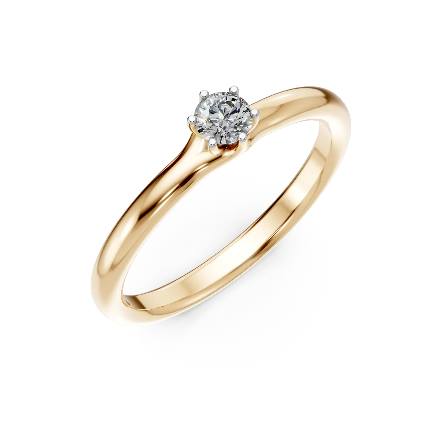 Inel de logodna din aur galben de 18K cu un diamant solitaire de 0.14ct