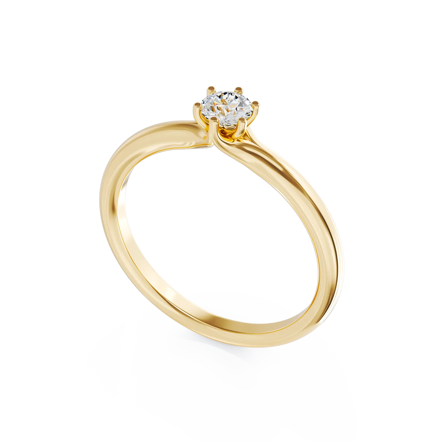 Inel de logodna din aur galben de 18K cu un diamant solitaire de 0.148ct