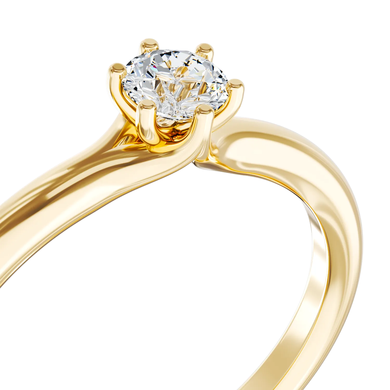 18K yellow gold engagement ring with a 0.148ct solitaire diamond