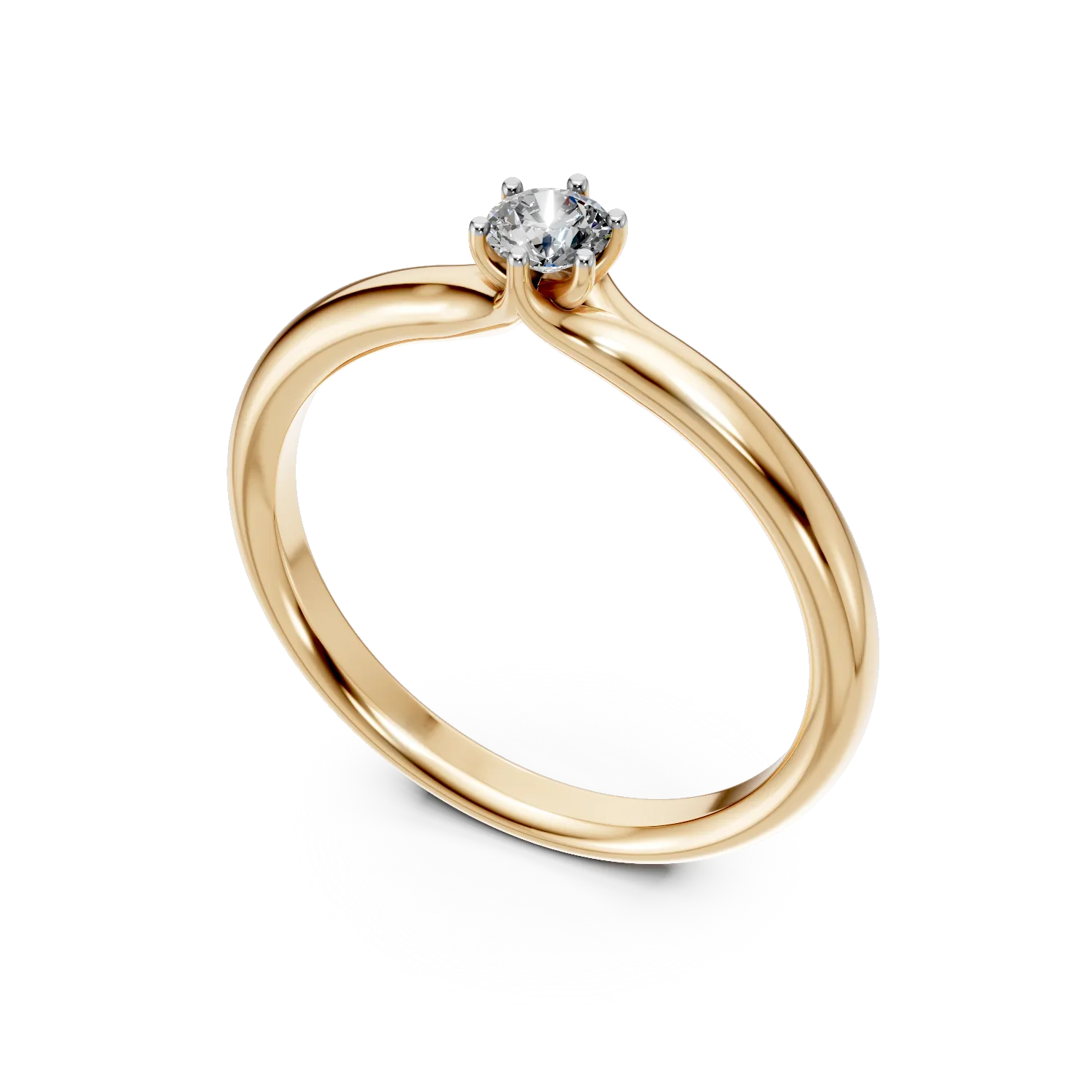 Годежен пръстен от 18K жълто злато с диамант пасианс 0.14ct