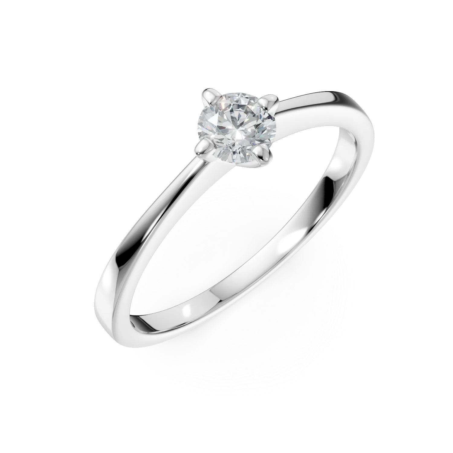 Inel de logodna din aur alb de 18K cu un diamant solitaire de 0.3ct