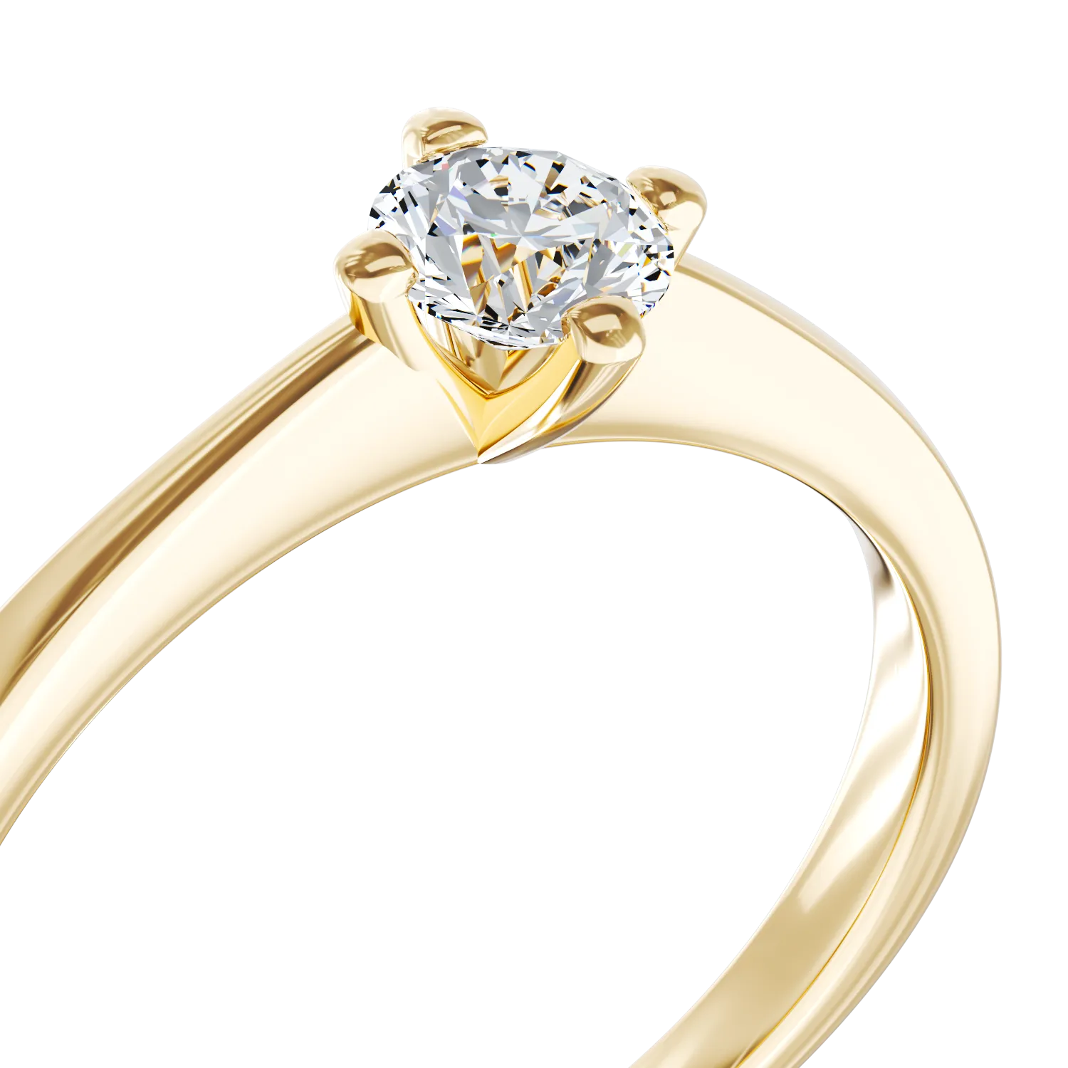 Inel de logodna din aur galben de 18K cu diamant solitaire de 0.3ct