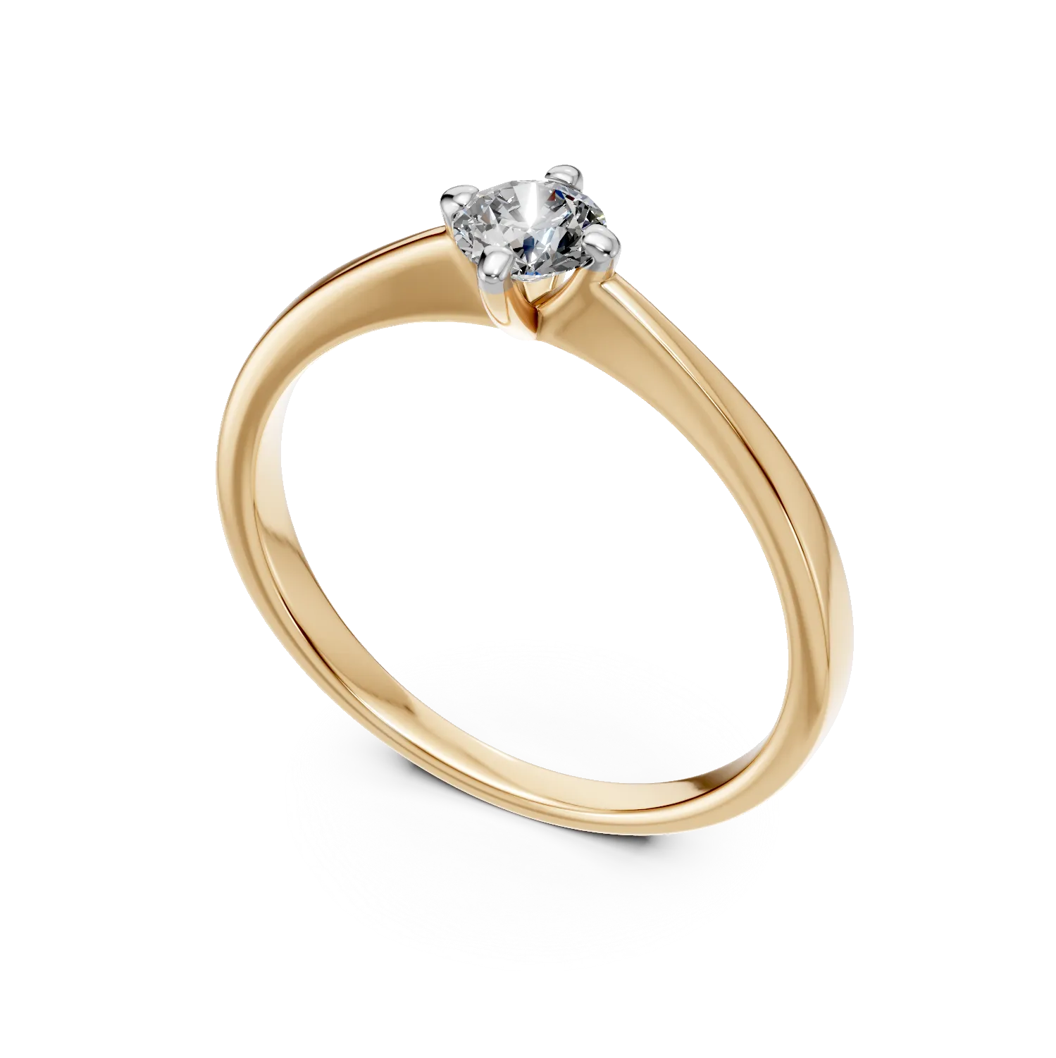 Pierścionek zaręczynowy z żółtego 18K złota z 0,3ct diamentem w pasjansie