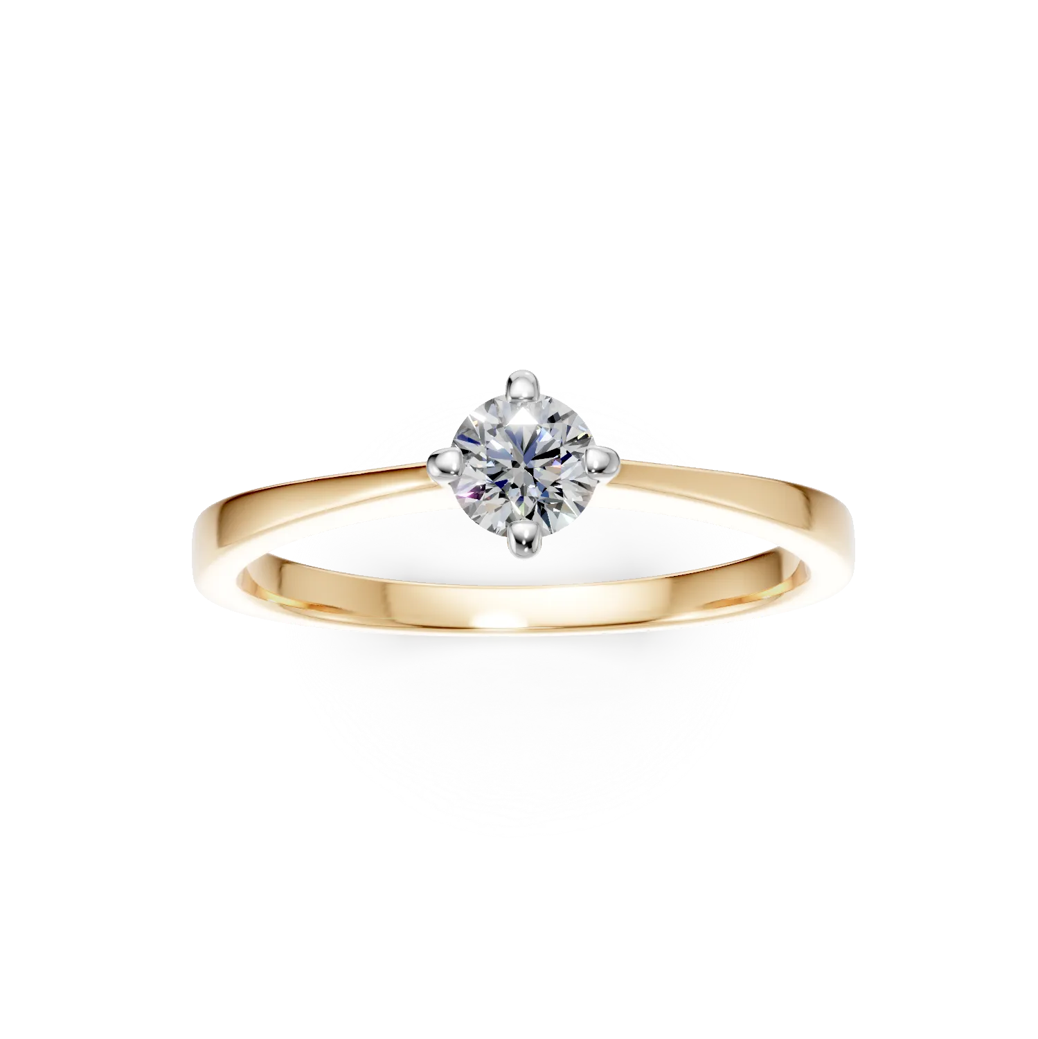 Pierścionek zaręczynowy z żółtego 18K złota z 0,3ct diamentem w pasjansie