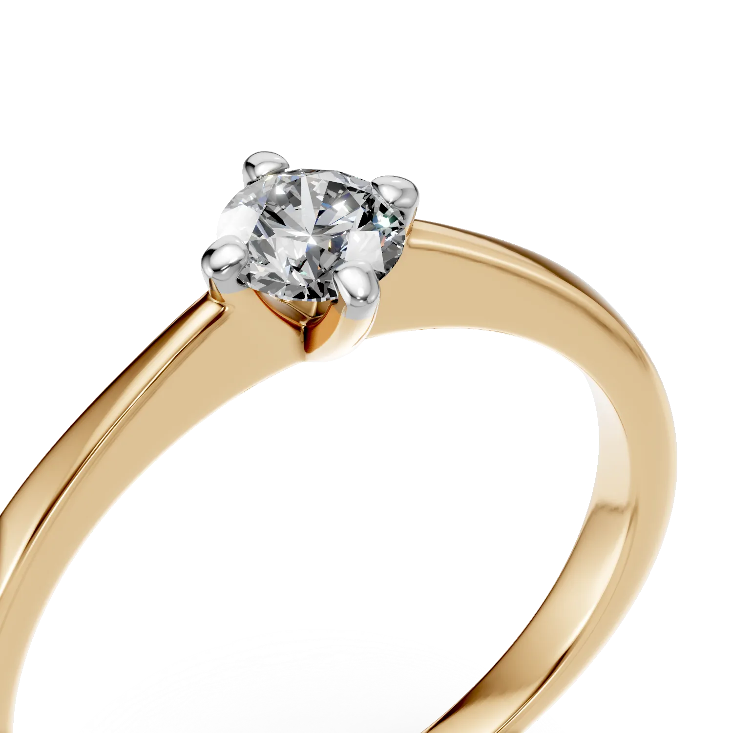Pierścionek zaręczynowy z żółtego 18K złota z 0,3ct diamentem w pasjansie