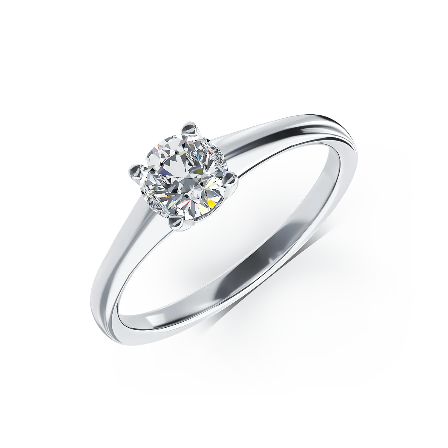 Inel de logodna din aur alb de 18K cu un diamant solitaire de 0.5ct