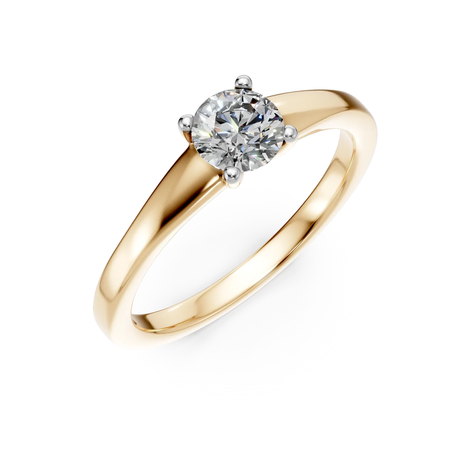 Inel de logodna din aur galben cu un diamant solitaire de 0.5ct
