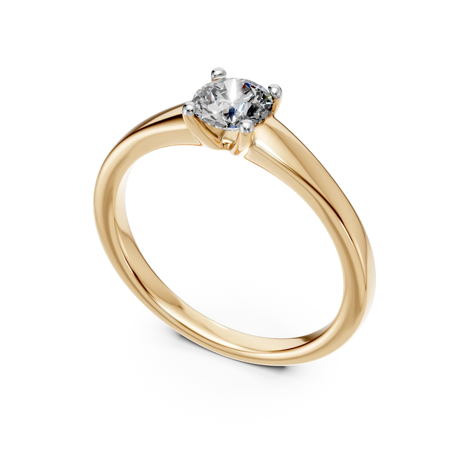 Inel de logodna din aur galben de 18K cu un diamant solitaire de 0.5ct