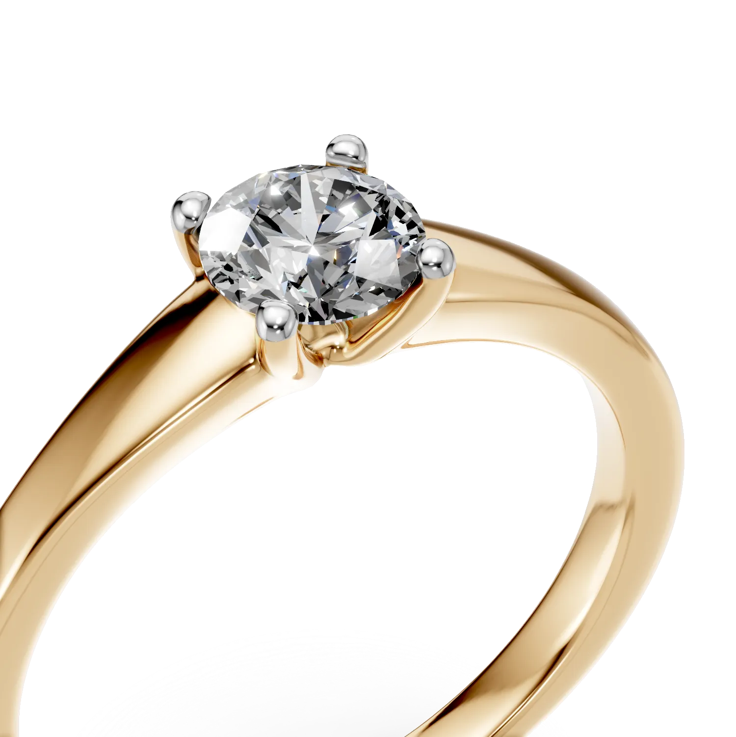 Inel de logodna din aur galben de 18K cu un diamant solitaire de 0.5ct
