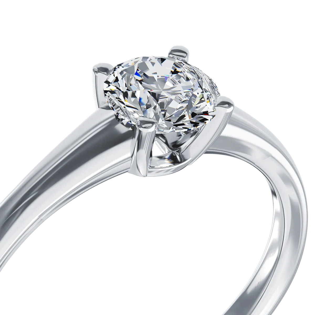 Inel de logodna din aur alb de 18K cu un diamant solitaire de 0.5ct