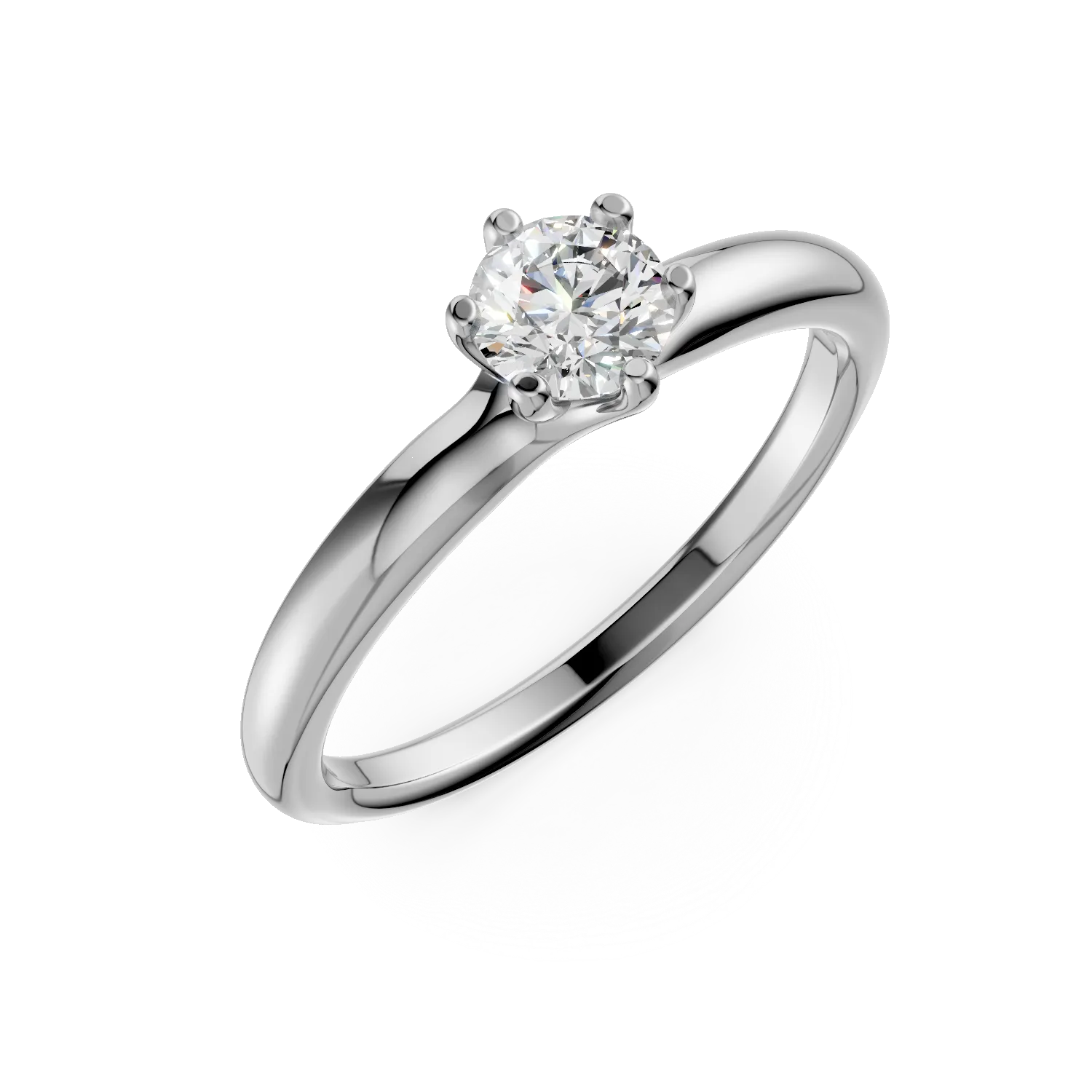 Inel de logodna din aur alb de 18K cu un diamant solitaire de 0.5ct