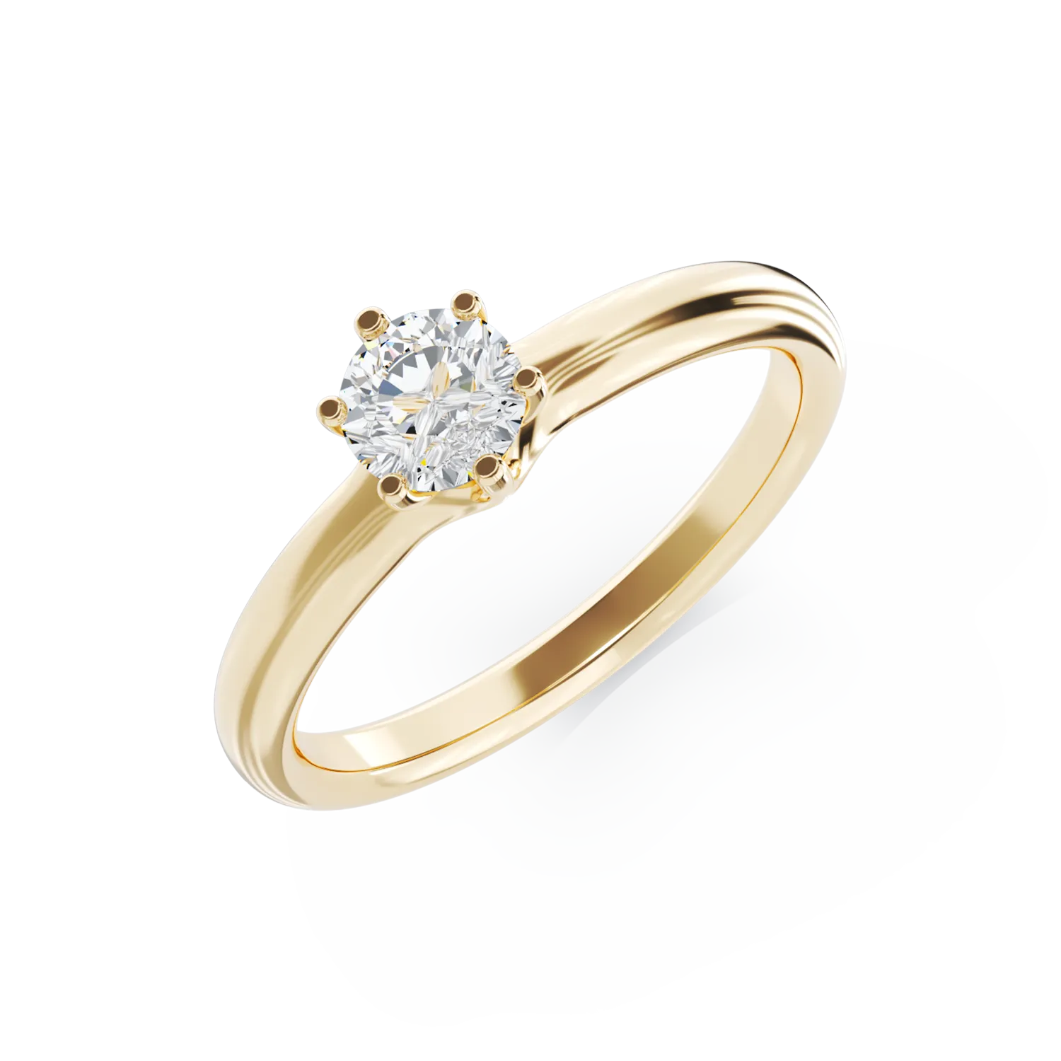 18K yellow gold engagement ring with a 0.5ct solitaire diamond