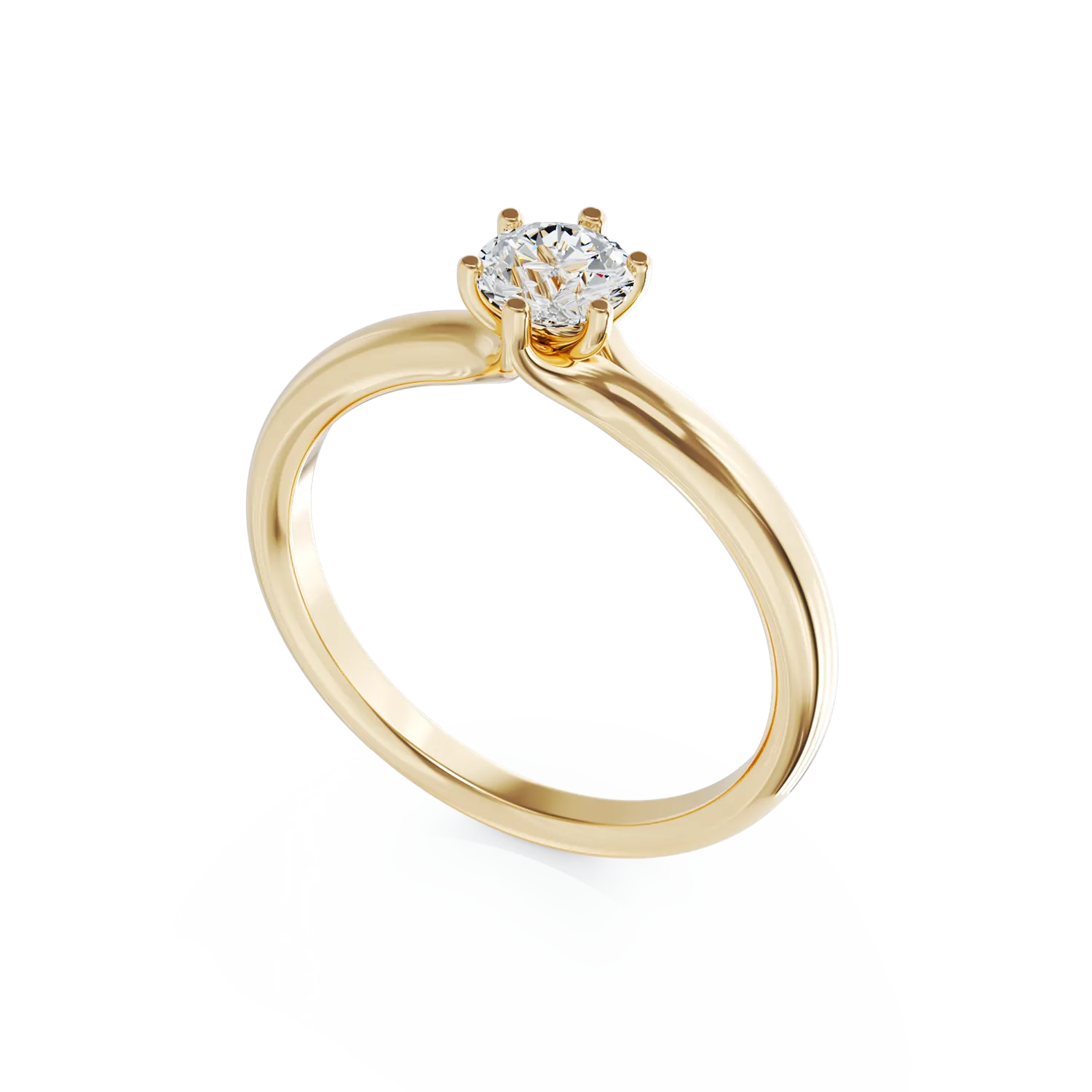 Inel de logodna din aur galben de 18K cu un diamant solitaire de 0.5ct