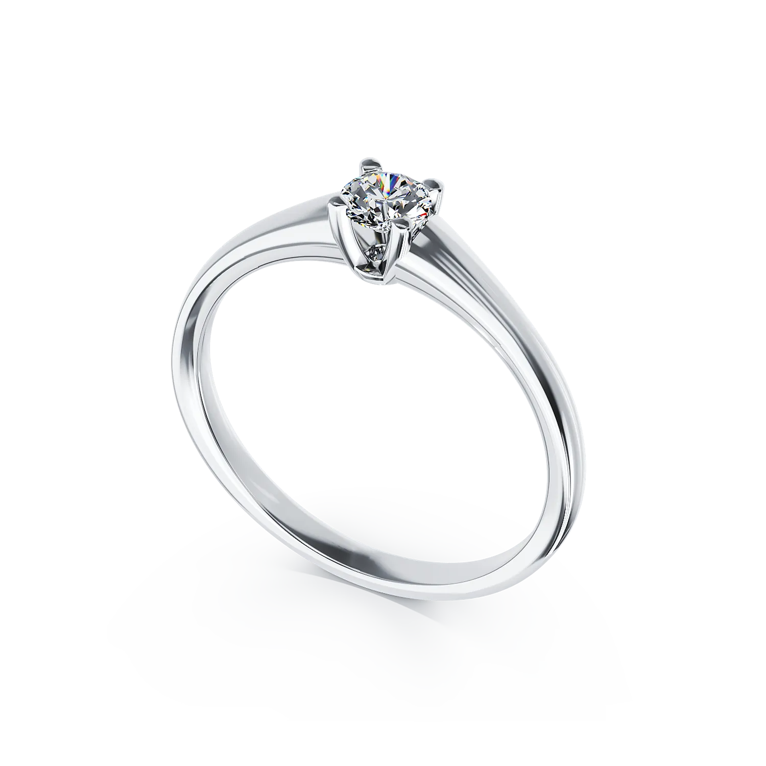 18K бял златен годежен пръстен с диамант пасианс от 0.24ct