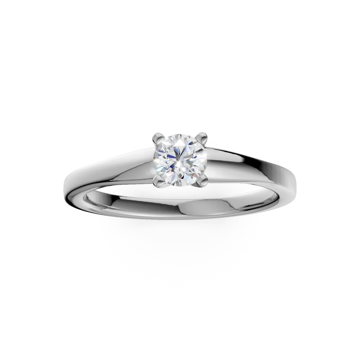 Годежен пръстен от 18К бяло злато с един диамант 0.25ct