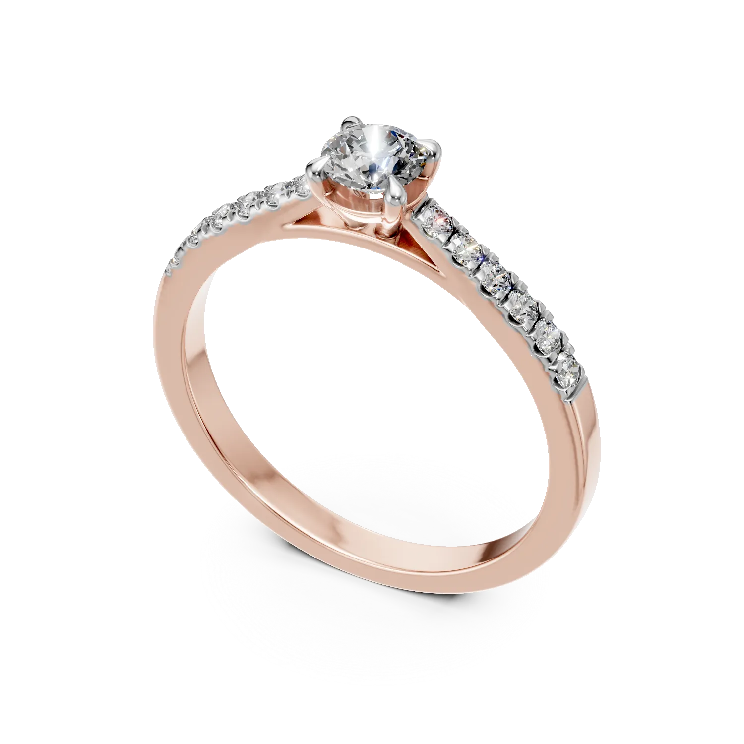 Inel de logodna din aur roz cu diamante de 0.4ct