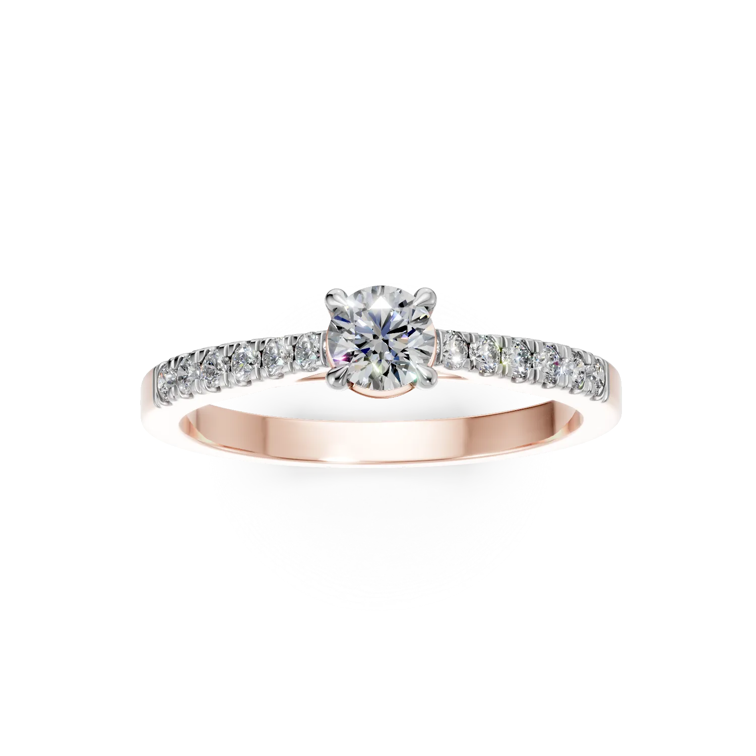 Inel de logodna din aur roz cu diamante de 0.4ct
