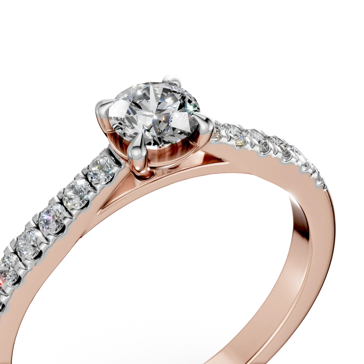 Inel de logodna din aur roz cu diamante de 0.4ct