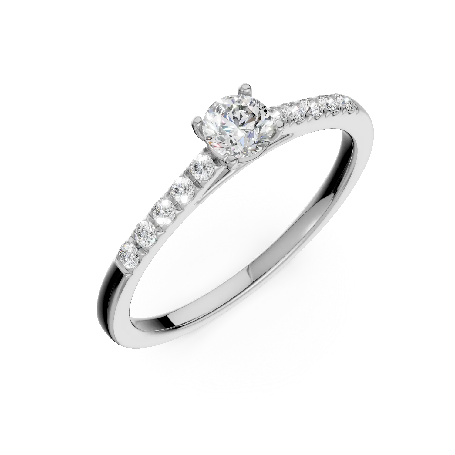 18K бял златен годежен пръстен с диамант от 0.51ct и диаманти 0.15ct