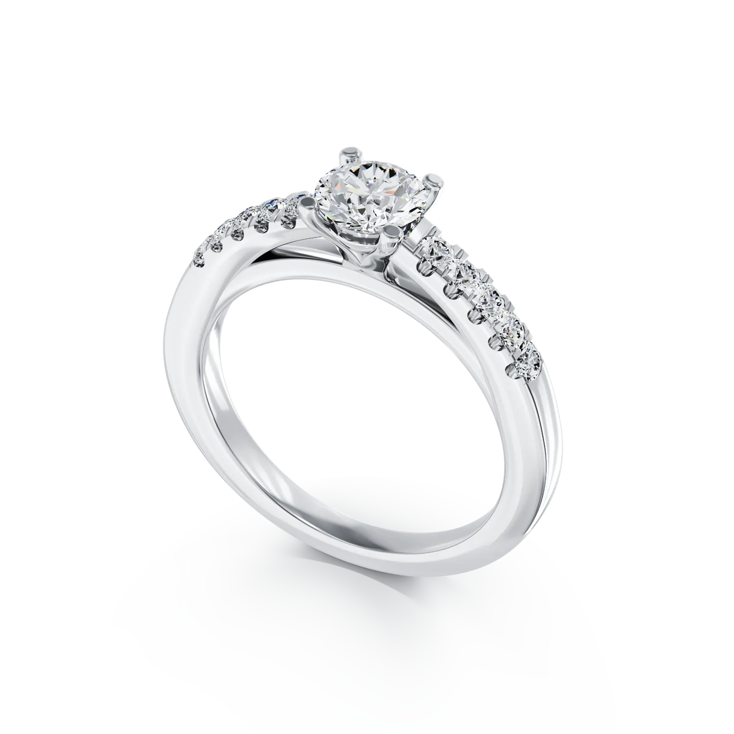 18K white gold engagement ring with diamond of 0.51ct and diamonds 0.14ct