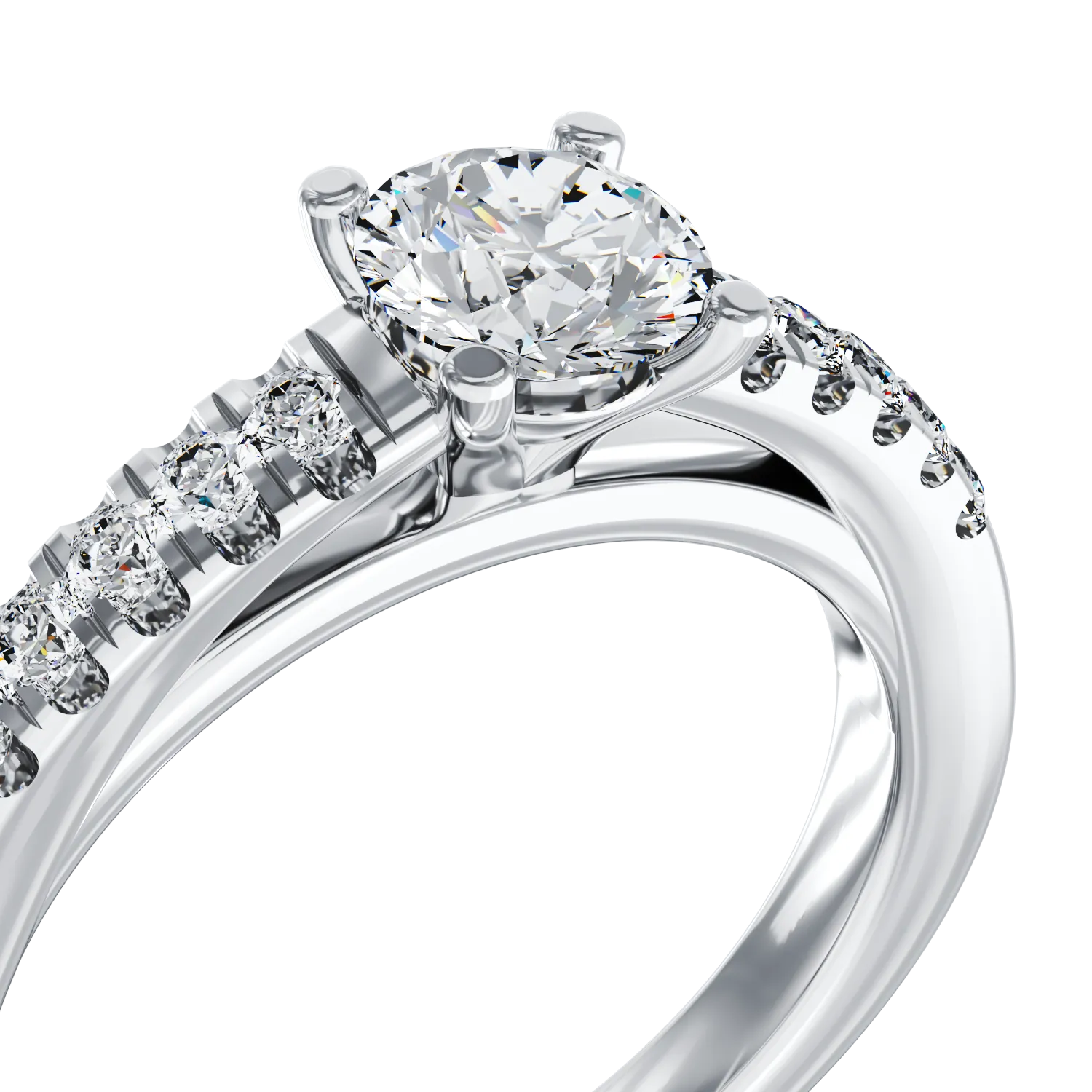 18K white gold engagement ring with diamond of 0.51ct and diamonds 0.14ct