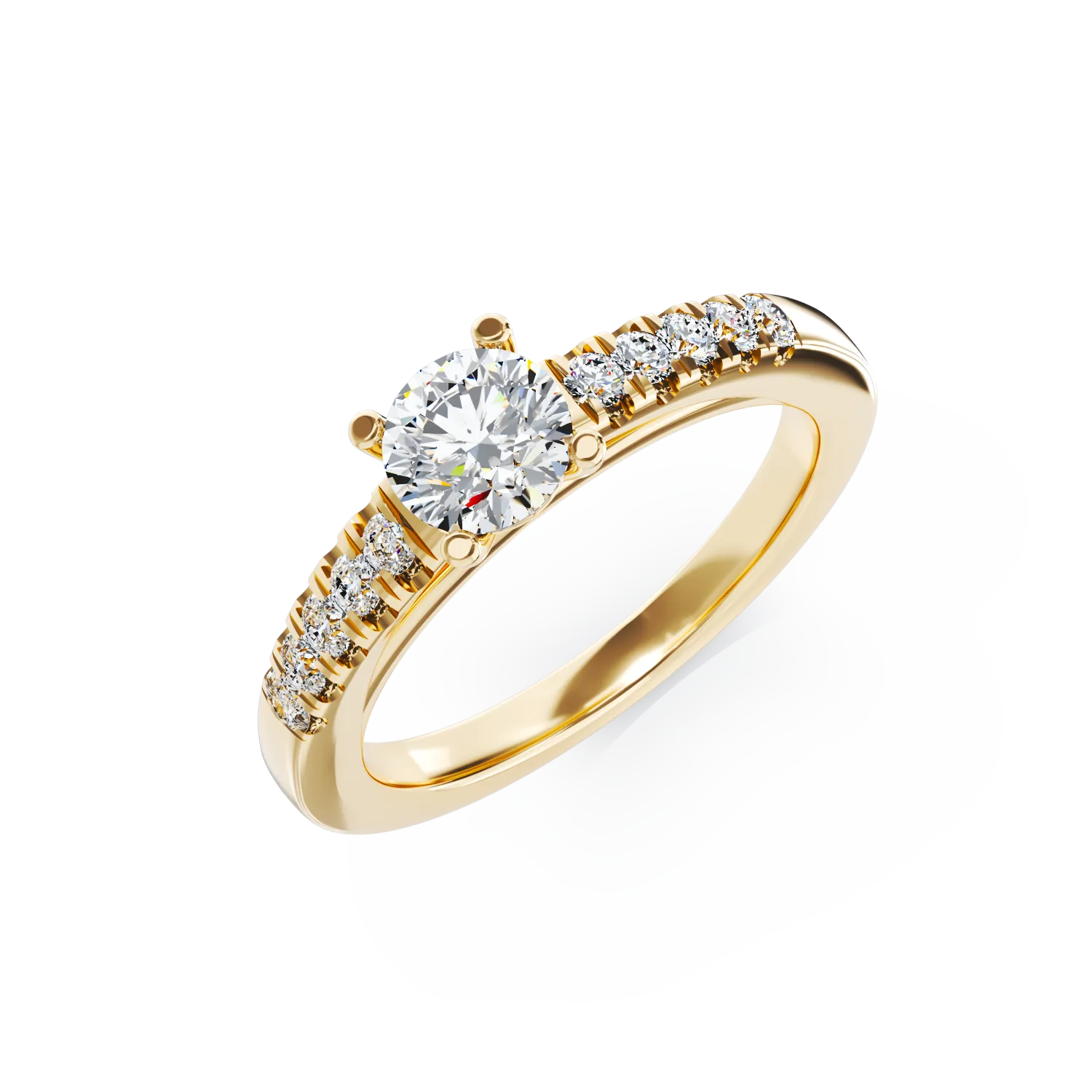 18K yellow gold engagement ring with 0.5ct diamond and 0.15ct diamonds