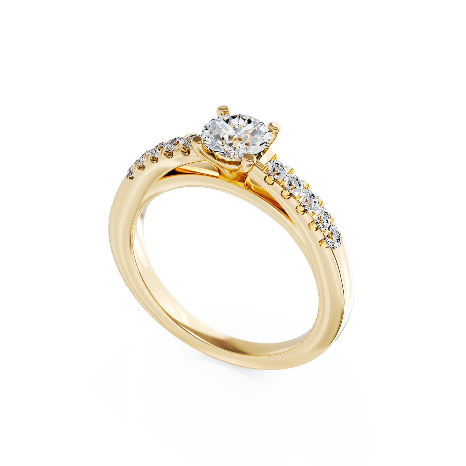 18K yellow gold engagement ring with 0.5ct diamond and 0.15ct diamonds