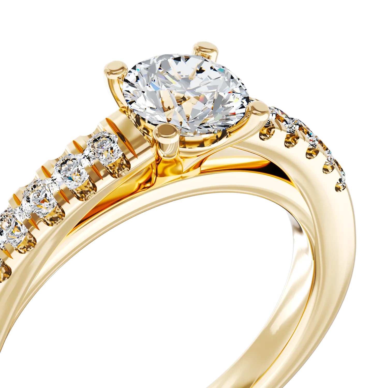 18K yellow gold engagement ring with 0.5ct diamond and 0.15ct diamonds