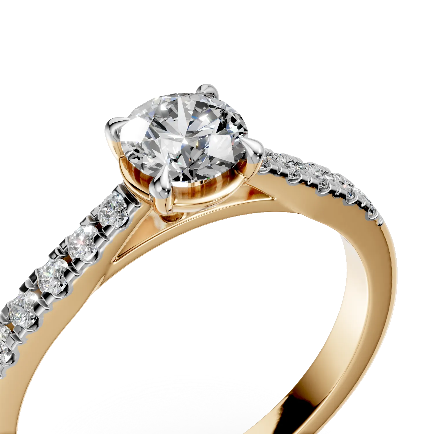 18K yellow gold engagement ring with 0.53ct diamond and 0.17ct diamonds