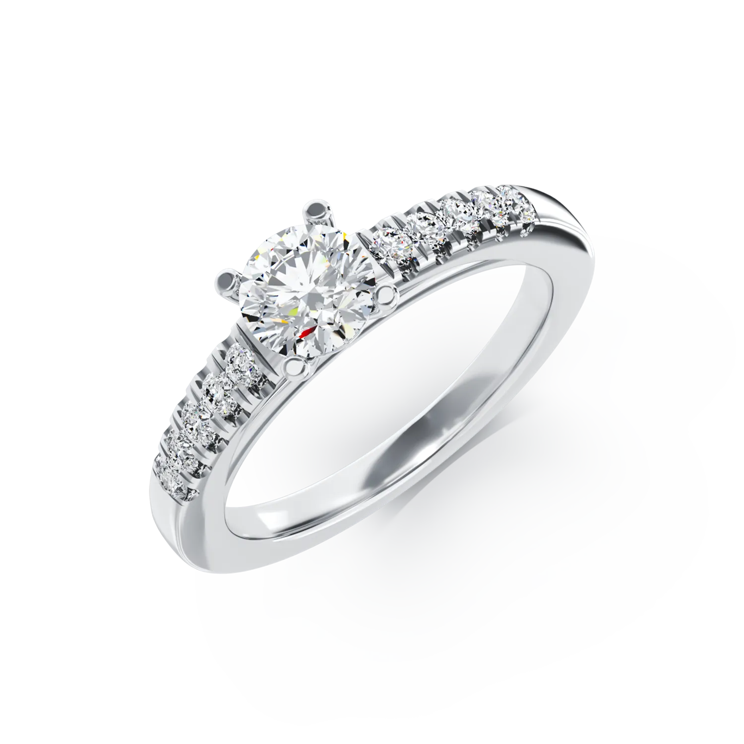 18k white gold engagement ring with 0.51ct diamond and 0.13ct diamonds