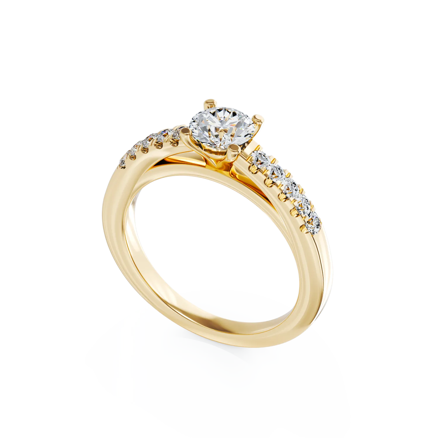 18K yellow gold engagement ring with 0.5ct diamond and 0.13ct diamonds